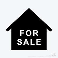 gráfico vectorial de casa en venta - estilo negro vector