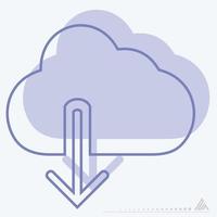 vector icono de nube con flecha hacia abajo - estilo de dos tonos