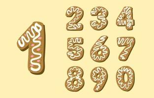 conjunto de números de estilo de pan de jengibre vector