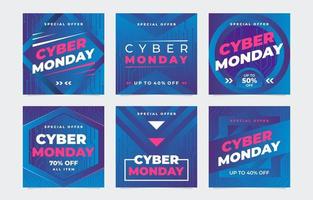 Set of Cyber Monday Social Media Post vector