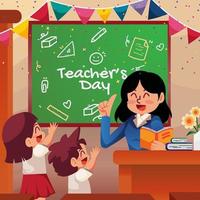 Teacher and Students are Celebrating Teacher's Day vector