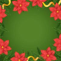 Poinsettia Flower on Green Background vector