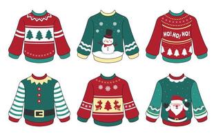 Selection of Christmas Themed Ugly Sweater vector