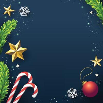 Christmas Decoration on Blue Background