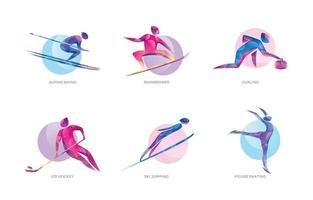 conjunto de iconos olímpicos de invierno vector