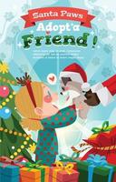 Santa Paws Poster Concept with Little Girl Adopting a Puppy vector