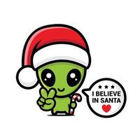 cute aliens believe in santa claus vector