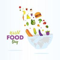 World food day illustration vector, decoration of meal. vector