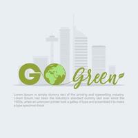 Go green banner template with illustration of smart city. vector