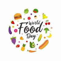 World food day illustration vector, decoration of meal. vector