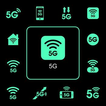 5g internet technology, data processing icon vector
