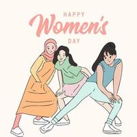 Cartoon characters vector illustration of Women's friendship or sisterhood