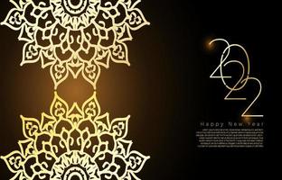 Happy new year banner or card template with luxury mandala vector