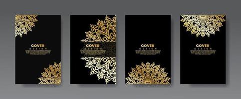 Happy new year banner or card template with luxury mandala vector