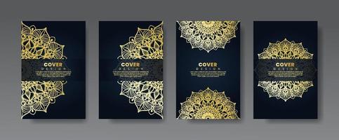 Happy new year banner or card template with luxury mandala vector