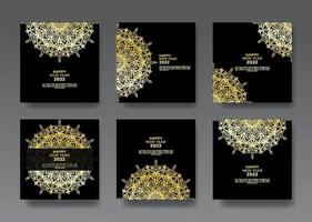 Happy new year banner or card template with luxury mandala vector