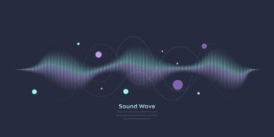 Vector sound wave. Abstract colorful digital equalizer. Audio wave graph of frequency and spectrum vector illustration on dark background.