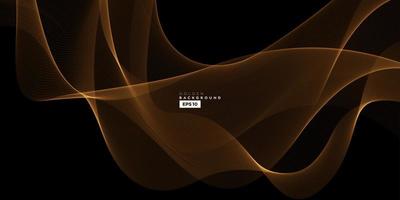 Wave vector element with abstract golden line flow for website, banner and brochure. Creative background design.