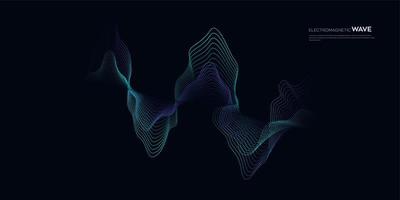 Elemento de vector de onda de electroimán con fondo abstracto de líneas azules en concepto de tecnología, ciencia, red digital.