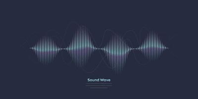 Vector sound wave. Abstract colorful digital equalizer. Audio wave graph of frequency and spectrum vector illustration on dark background.