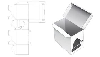 caja de embalaje con punto de bloqueo automático y plantilla troquelada de sombrero navideño estarcido vector