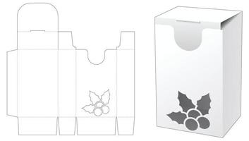 Packaging box with stenciled holly die cut template vector