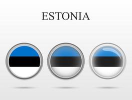 Bandera del país de Estonia en forma de círculo. vector