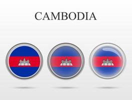 Flag of Cambodia in the form of a circle vector