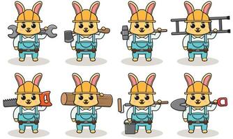 Cute cartoon of Rabbit being a handyman with big tools. vector