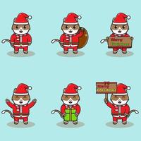 Vector illustration of cute Cat Santa mascot or character.