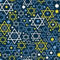 Seamless pattern. Star of David. Vector thematic texture on blue. Hanukkah surface design.