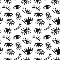 Eyes doodle vector hand drawn seamless pattern