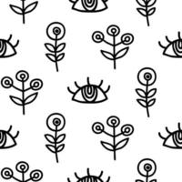 Vector hand drawn eyes and scandinavian plants