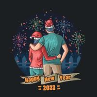 Couple Celebrate New Year Countdown vector