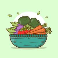 cesta con verduras aislado con ilustración de vector de icono.