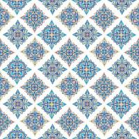 Seamless tile background, blue, white, orange Arabic, Indian patterns, Mexican talavera tiles vector