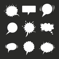 Cartoon speech balloons collection on chalkboard. Vintage clouds collection sketch. Vector illustration for your web design.