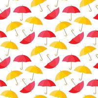 Colorful umbrellas seamless background pattern vector illustration. Autumn weather style. Red yellow color for your web design