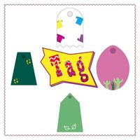 price tag or packaging label for hang clothing. Design print in paper for shopping in store. Cartoon concept vector