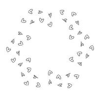 Doodle vector hearts flower shape.