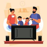 Happy family gathering together at home vector