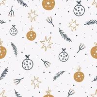Christmas and New Year symbols seamless pattern. Vector cute print. Digital paper. Design element