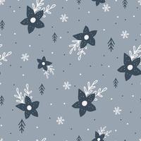 Símbolos de Navidad y año nuevo de patrones sin fisuras con flor de pascua. impresión linda del vector. papel digital. elemento de diseño vector