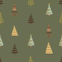 Winter Graphic Seamless Pattern With Christmas Trees. vector