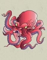 octopus japan tattoo vector