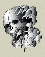 skull japan waves tattoo vector