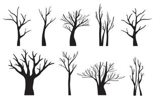 siluetas de árboles negros establecer ilustración vectorial vector