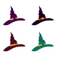 Four witch hats of different colors vector