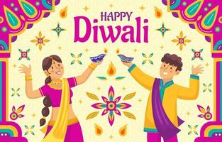 Couples Greeting Happy Diwali Festivity Day vector