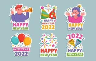 Happy New Year 2022 Sticker Set vector